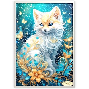 Charming fox Bead embrodery kit, Cute fox beading kit, Bead art wall decor