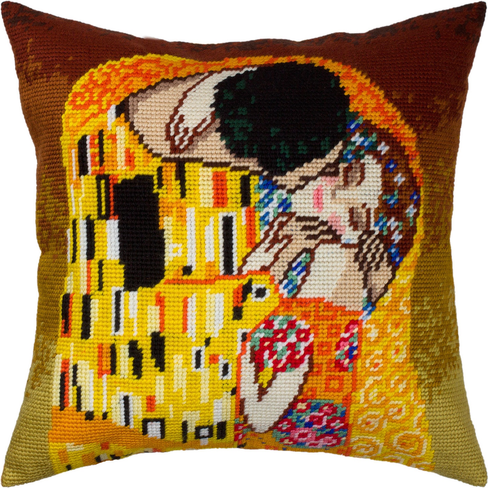 DIY Needlepoint Pillow Kit Kiss Gustav Klimt Etsy