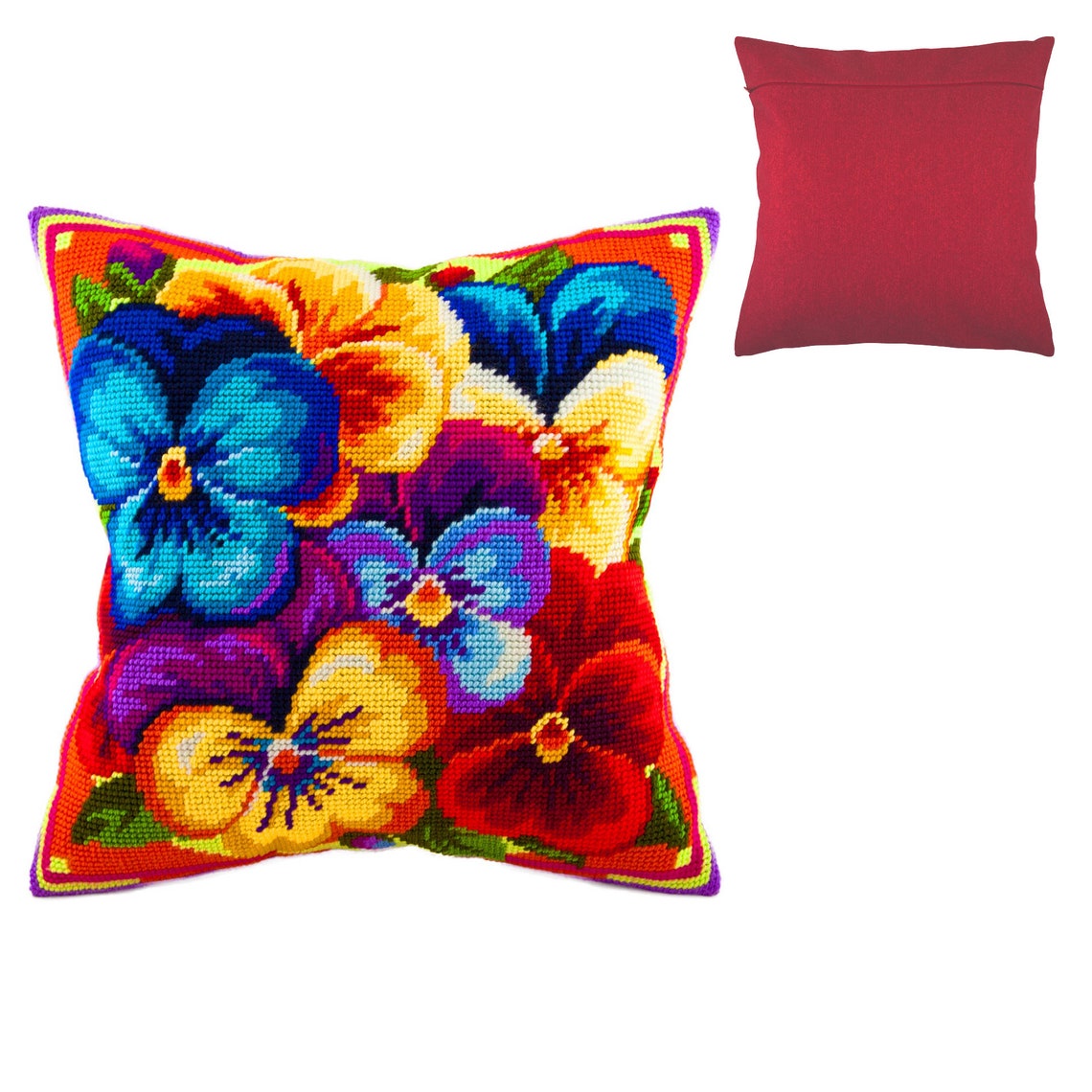 DIY Needlepoint Pillow Kit Violets Needlepoint Pillow Kits Etsy