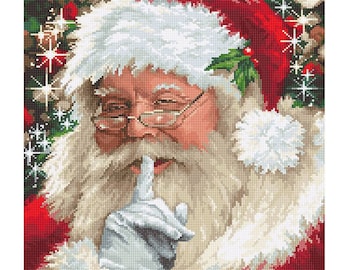 Weihnachten Kreuzstichpackung Santa, Weihnachtsmann Stickerei, Feiertags-Handarbeitpackung, Weihnachtsstickerei