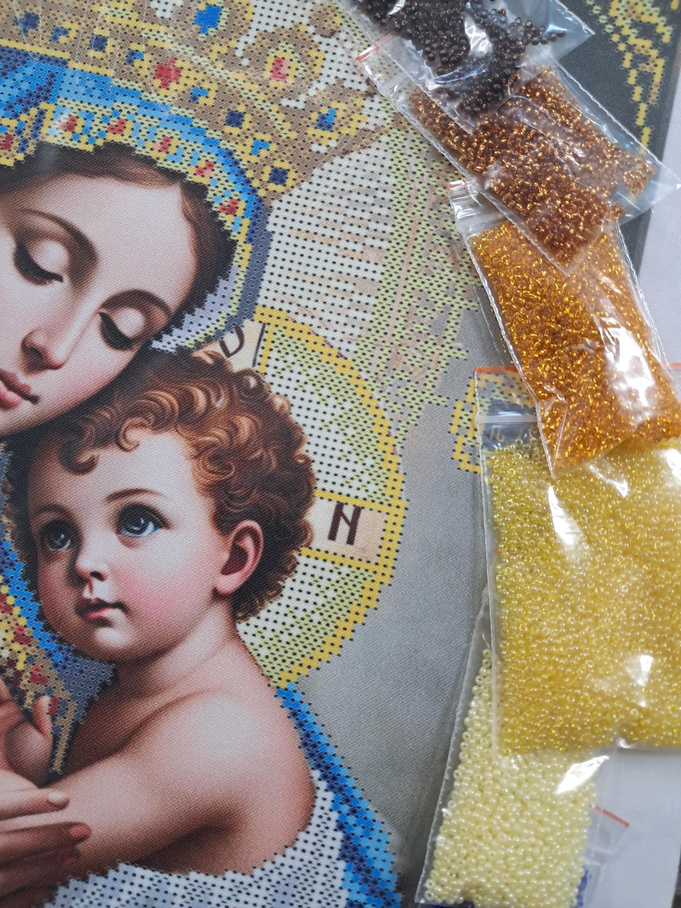 聖母マリアのビーズ刺繍キット、神の母のビーズ刺繍キット、宗教的な 