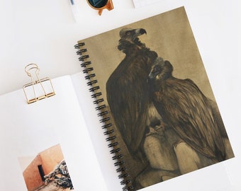Vultures Vintage Oil Painting Spiral Notebook | Dark Academia Nature Art Journal | Gothic Antique Bird Wildlife Gift