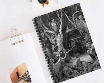 Gustave Doré Dante Inferno Spiral Notebook | Forest of Suicides Dark Academia Journal | Gothic Literary Engraving Gift