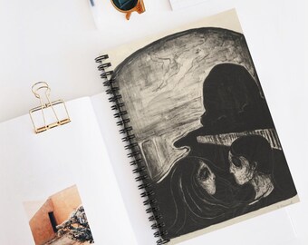 Edvard Munch Attraction Spiral Notebook | Expressionist Love Art Journal | Dark Academia Vintage Lithograph Gothic Gift