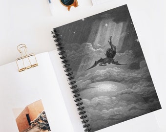 Gustave Doré Spiral Notebook | Satan's Fall Paradise Lost | Dark Academia Gothic Journal | Vintage Engraving Literary Gift