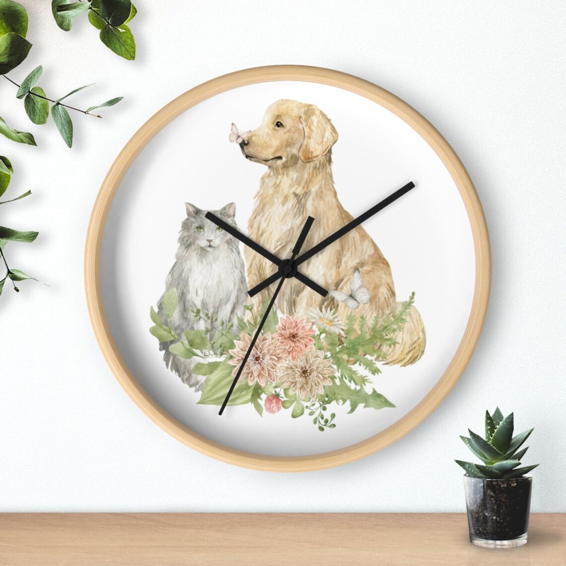 Cat & Dog Wall Clock Etsy