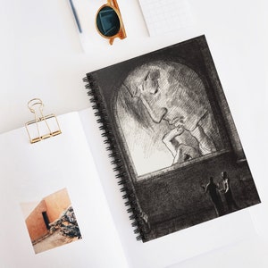 Odilon Redon Spiral Notebook - Ruled Line, Dark Art, Gothic, Fine Art, Black & White