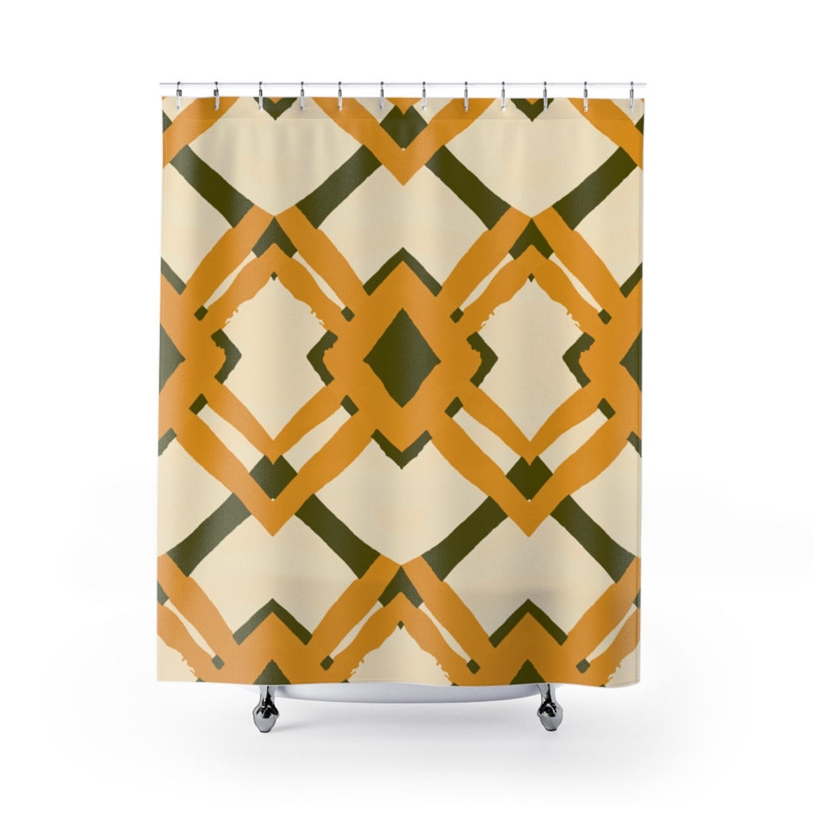 Colorful Abstract Shower Curtain Orange Shower Curtain Boho Etsy