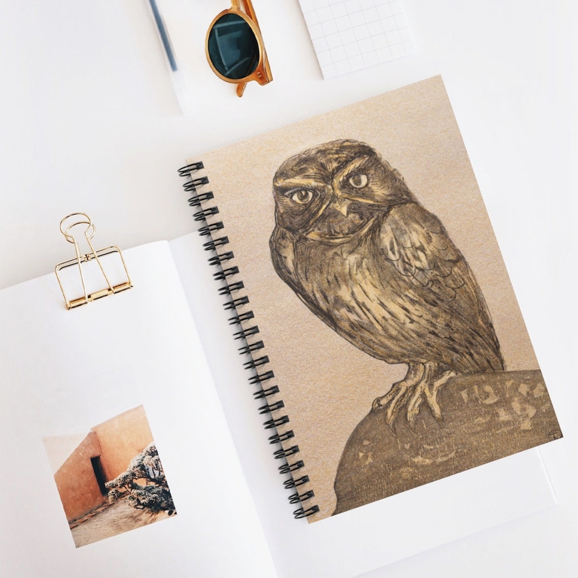 Owl Spiral Notebook Ruled Line Notebook Spiral Notebook Etsy