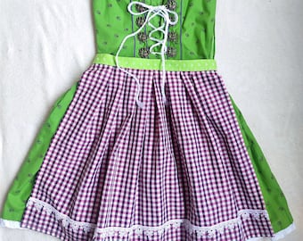 Vintage German Dress Oktoberfest Dirndl Dress Traditional Dress Set of 2 pieces Dress and Apron