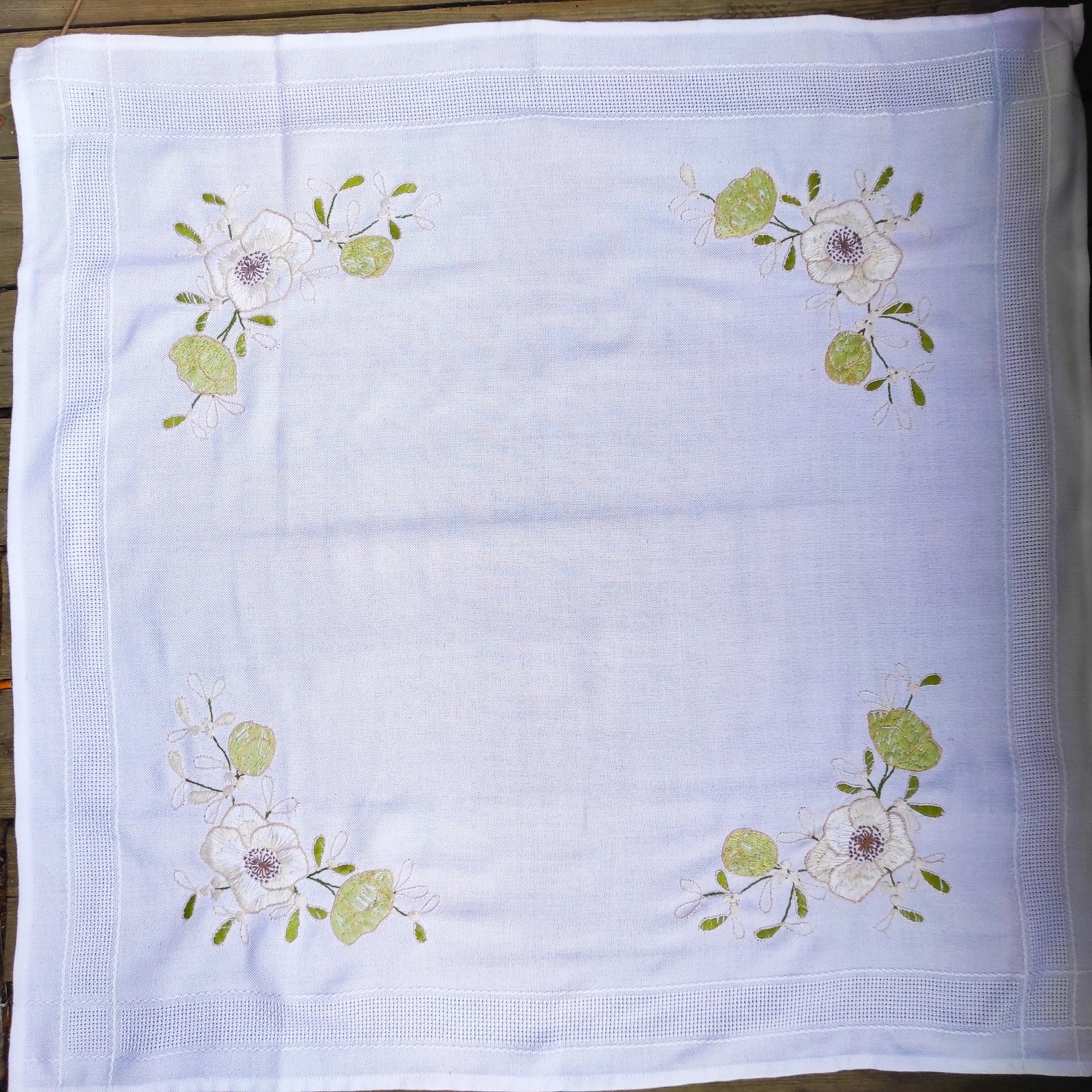 Vintage Embroidered Tablecloth European Tablecloth Handmade Embroidered