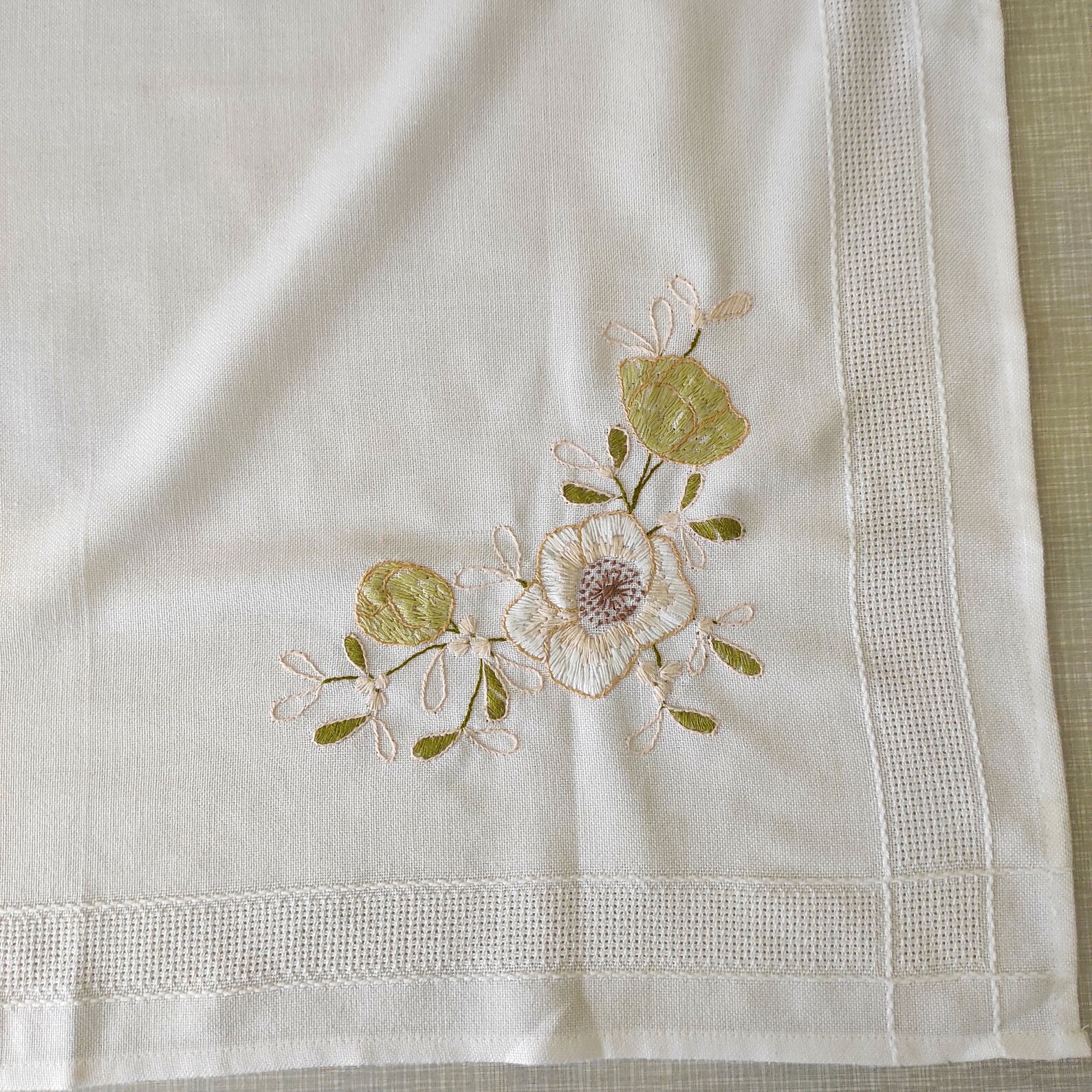 Vintage Embroidered Tablecloth European Tablecloth Handmade Embroidered