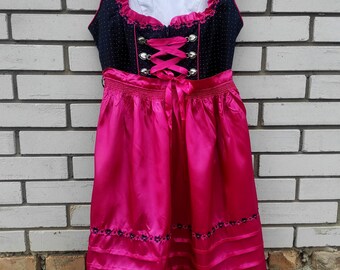 Vintage  Austrian Dress German Dress Oktoberfest Dirndl Dress Traditional Dress Set of 2 pieces Dress and Apron