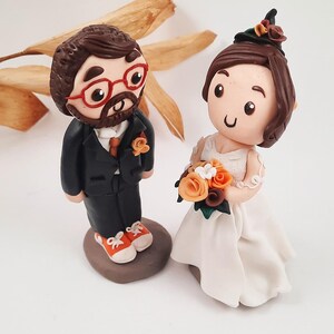 Personalized Wedding Cake Topper Figure, Gifts for Engaged Couple, Gift from mother of Groom to Bride Figurines, Custom Wedding decoration image 7