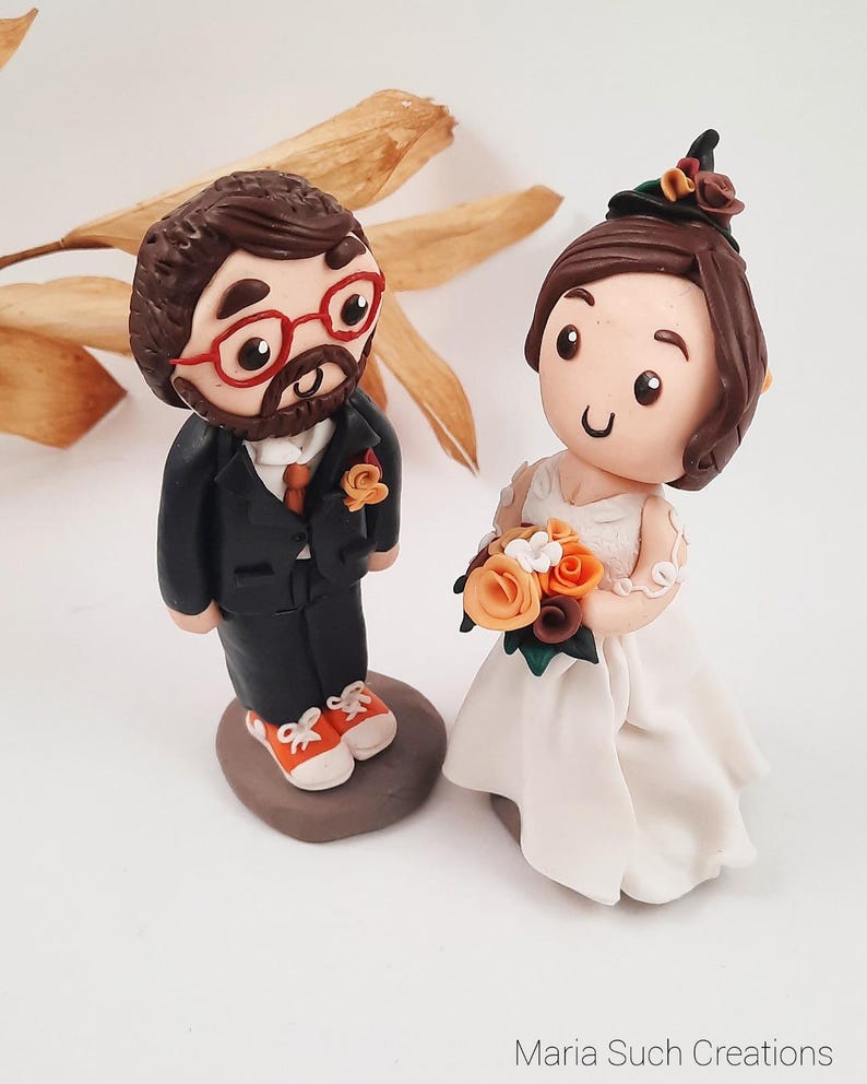 Personalized Wedding Cake Topper Figure, Gifts for Engaged Couple, Gift from mother of Groom to Bride Figurines, Custom Wedding decoration image 7