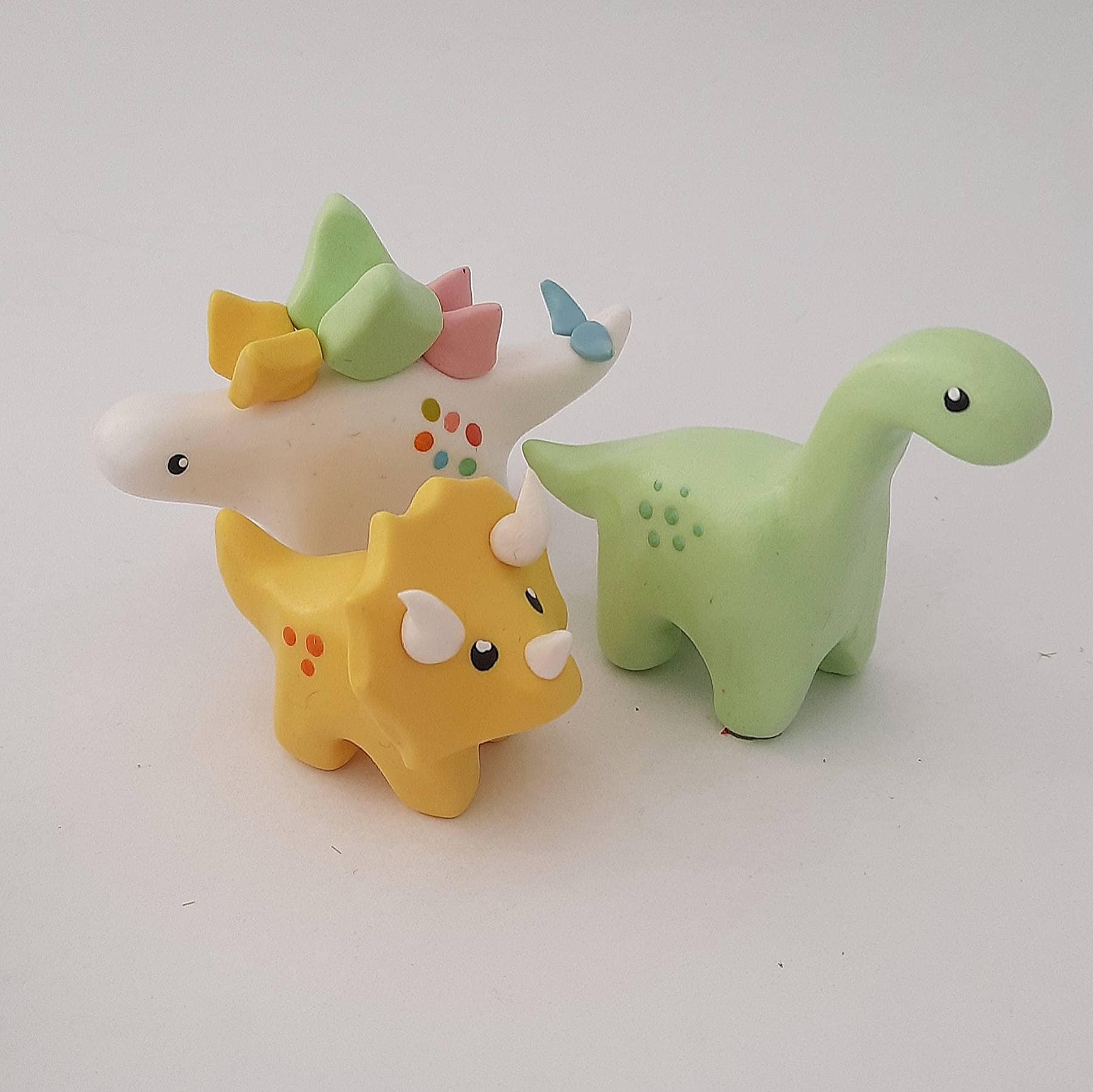 Cute Pastel Color Dinosaur Figure Set Made With Polymer Clay