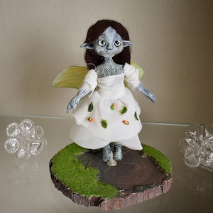 Handmade OOAK art doll for collectors, woodland fairy doll, magic forest faeric figurine, mythical creature sculpture, whimsical art doll