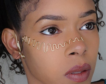 EARHALO - PATH | Pulse Ear Cuff & Face Mask - Wire Jewelry, Festival, Cottagecore, Costume Jewelry, Party Mask, Birthday Gift