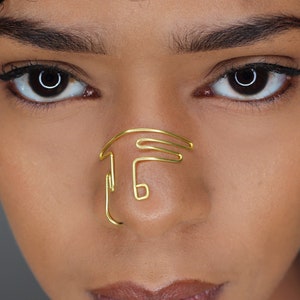 GODDESS CLIP - ELEMENT | Wire Nose Cuff - No Piercing Needed, Full Nose Cuff, Double Nose Cuff, Faux Nose Ring, Fake Piercing Nose Ring