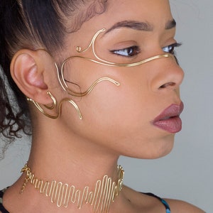 Serpentine Ear cuff, face mask, wire jewelry, tribal, festival, Body chain, Costume jewelry, face mask, gift