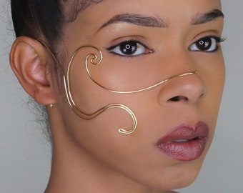 Boucle d'oreille en fil de fer ondulé - masque facial, bijoux de festival tribal