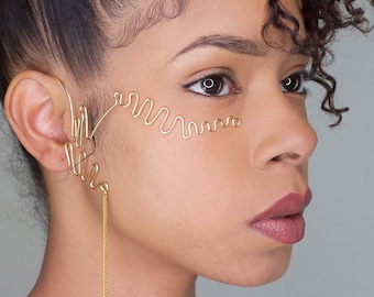 EARHALO - VEIL | Circe Chain Ear Cuff & Face Mask - Wire Jewelry, Tribal, Festival, Body Chain, Costume Jewelry, Gift