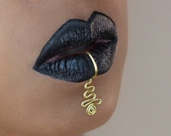 Lip cuff, Tribal jewelry, Fake lip ring, Body jewelry, unique gifts, Lip jewelry, No piercing