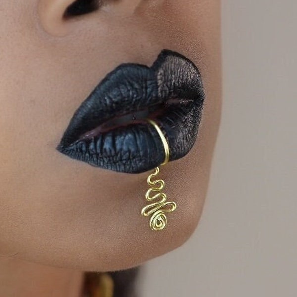 Lip cuff, Tribal jewelry, Fake lip ring, Body jewelry, unique gifts, Lip jewelry, No piercing