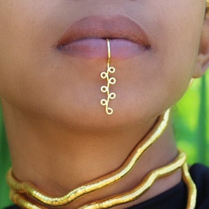 Lip cuff, Fake lip ring, Body jewelry, unique gifts, Lip jewelry, No piercing