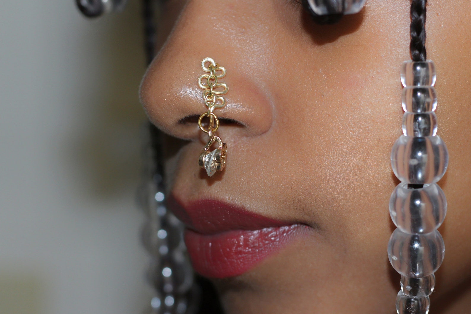 Custom Gold Dangle Faux nose ring No piercing needed Nose clip Etsy