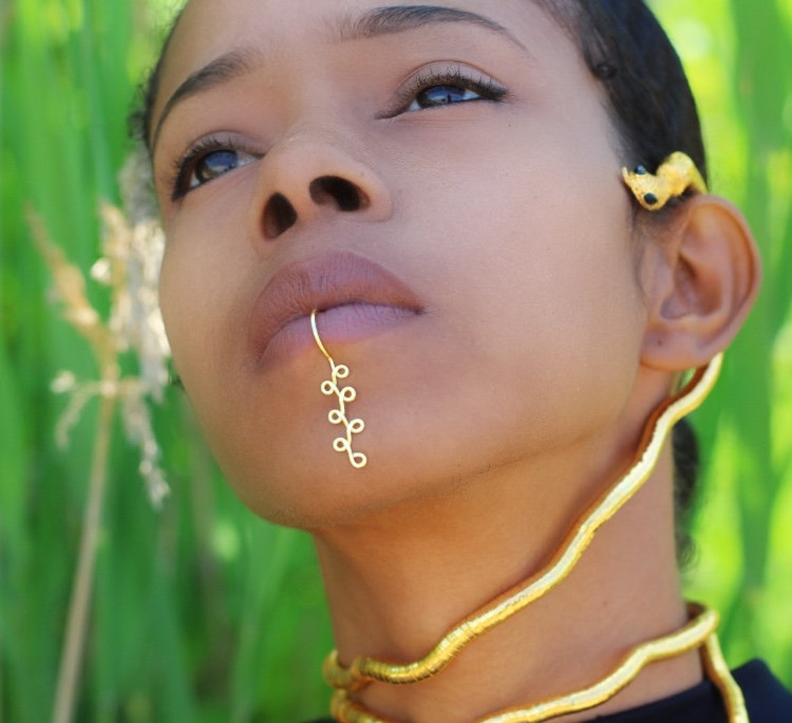 Lip Cuff Tribal Jewelry Fake Lip Ring Body Jewelry Unique Etsy