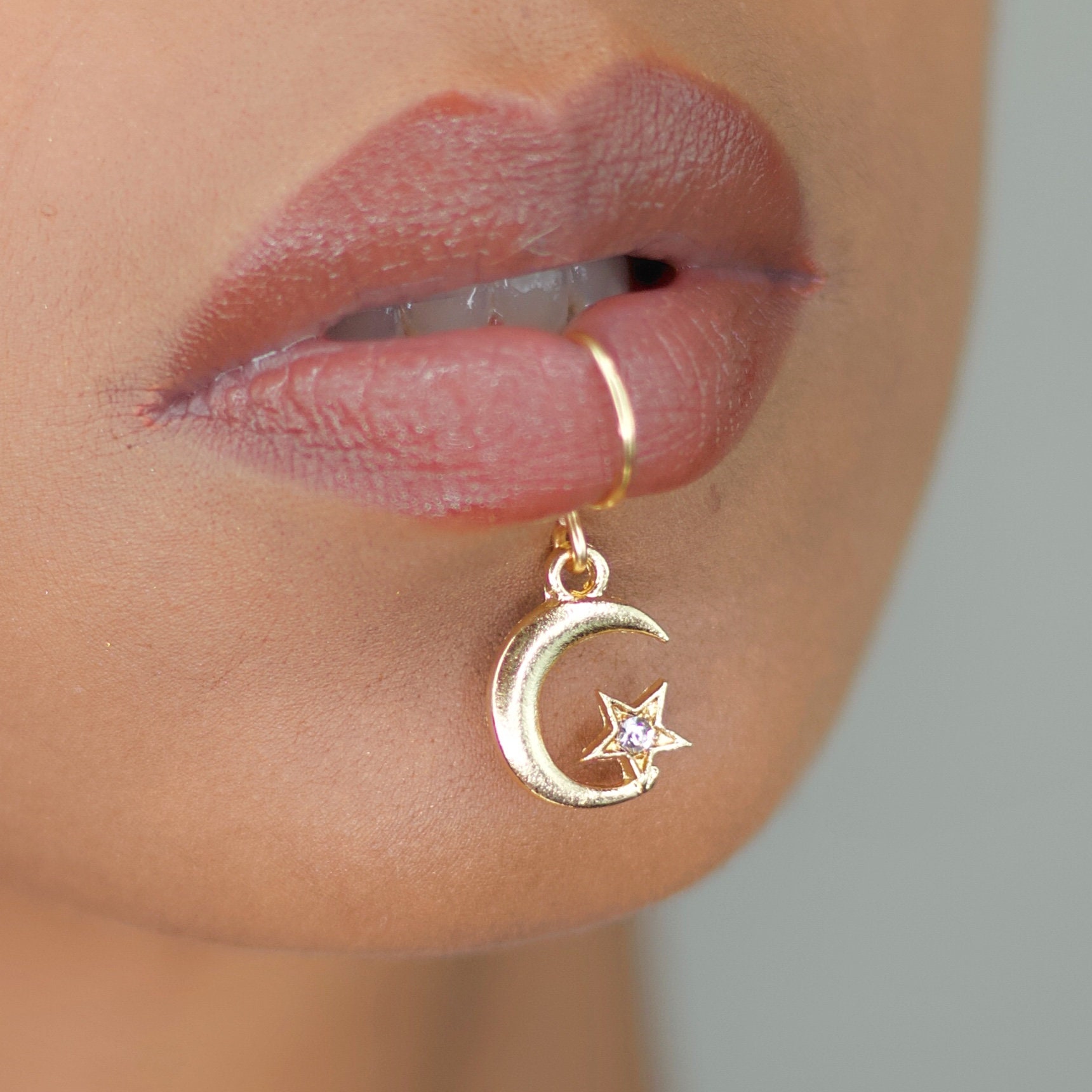 Fake Nose Ring Baddie Aesthetic Sparkly Nose Stud Faux Nose Clip on  Butterfly Heart Star Charm Gift for Her 