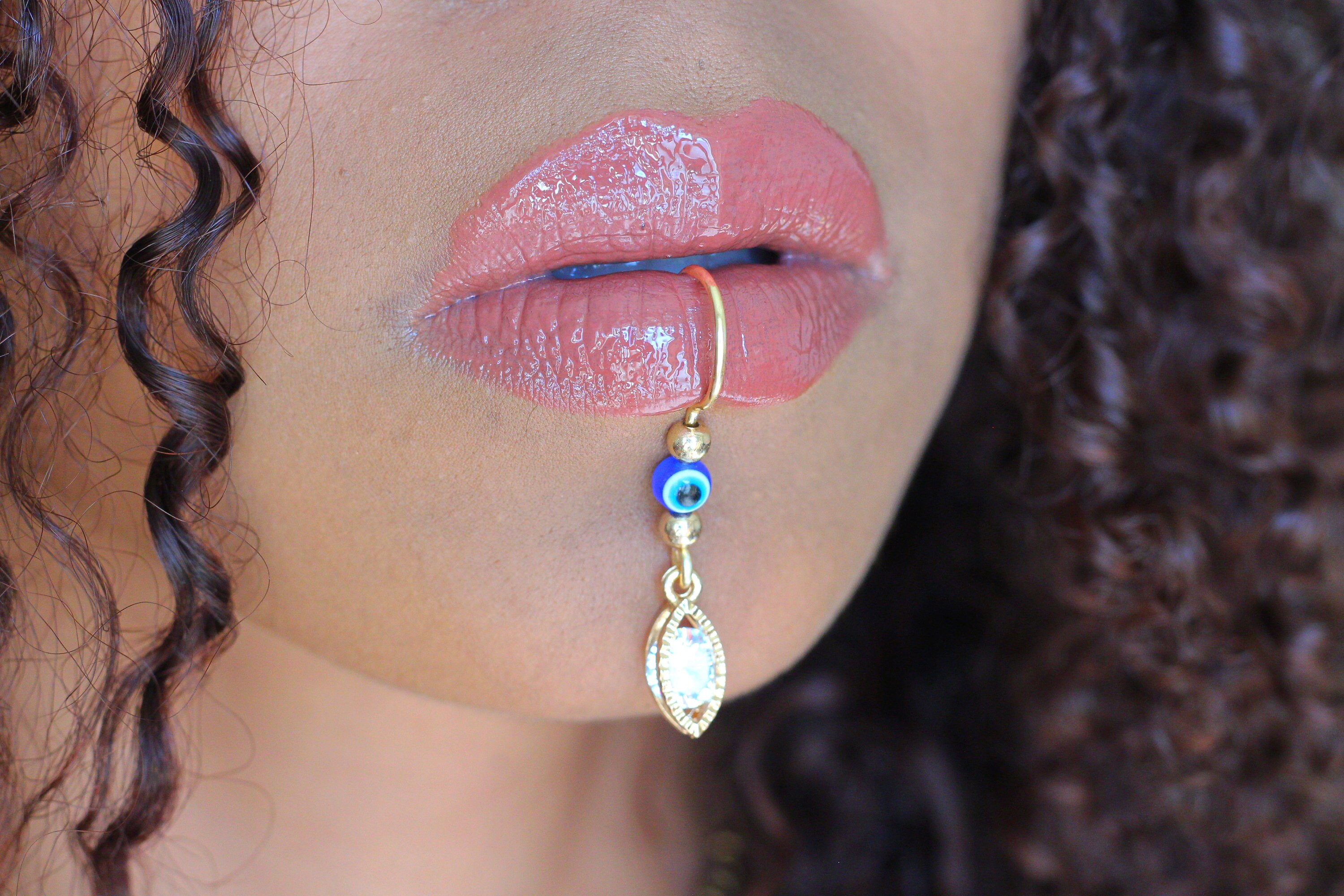 Custom Gold Pendant Lip Cuff no piercing Etsy