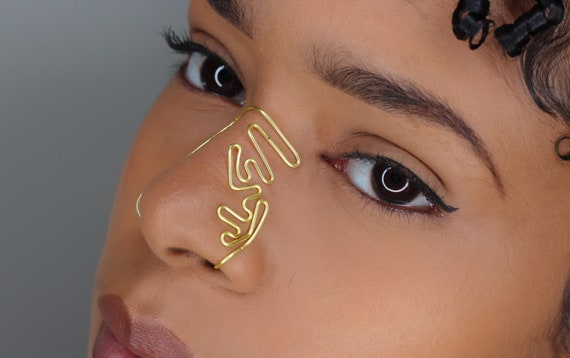 Faux Nose Ring Nose Jewelry Gift for Her Full Nose Cuff Double