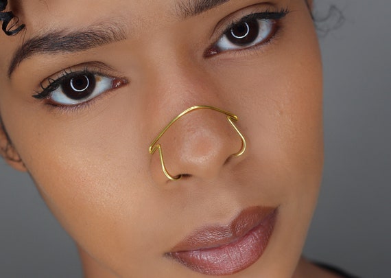 Simple Wire Nose Bridge Cuff No Piercing Needed Full Nose Cuff Double Nose Cuff Faux Nose Ring Fake Piercing Nose Ring Etsy Canada