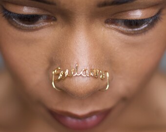 Custom Name Nose Cuff | Personalized Fake Nose Ring | Handmade Copper Wire Nose Jewelry | No Piercing Face Jewelry | Custom Word Nose Access