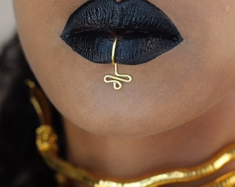 Handmade Tribal Lip Cuff: Adjustable Pierceless Lip Ring