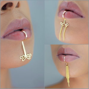 3 piece VIrgo Lip cuff set, , gothic punk jewelry, fake piercing, lip ring, Body jewelry, cottagecore, face jewelry, jewelry