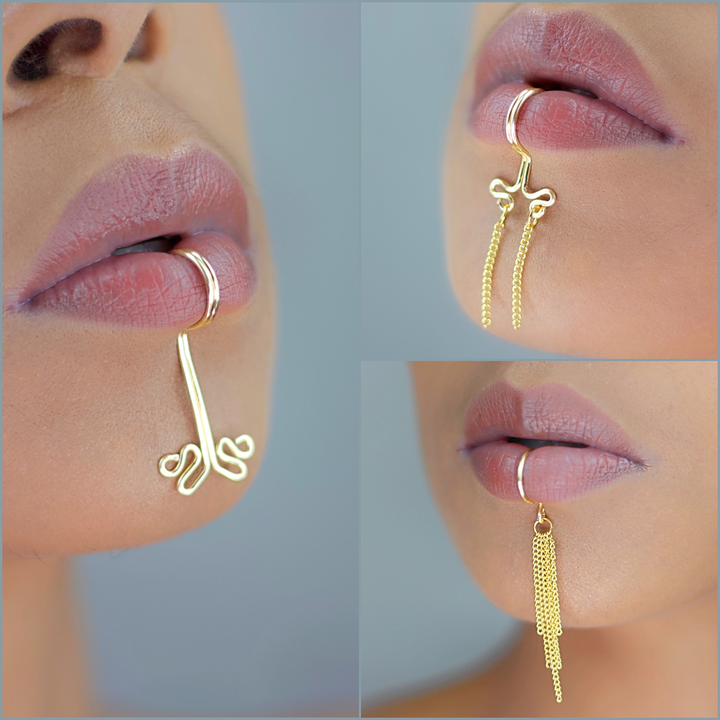 Fake lip piercing Etsy France