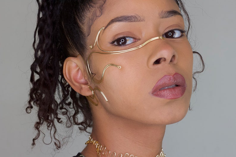 Serpentine Ear Cuff Face Mask Wire Jewelry Tribal Etsy