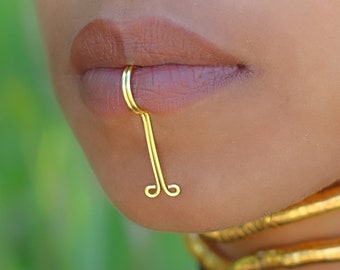 Nagi Tribal Schmuck, Kein Piercing, Fake Lippenring, Körperschmuck, einzigartige Geschenke, Lippenschmuck, kein Piercing