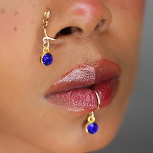 Handmade Gold-Toned Faux Nose and Lip Cuff Set - No Piercing
