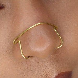 Simple Wire Nose bridge cuff, No piercing needed, full nose cuff, double nose cuff, faux nose ring, fake piercing nose ring