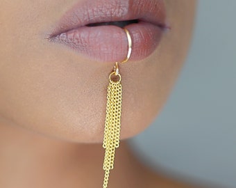 Gaia Lippen Manschette, Pierce weniger Schmuck, kein Piercing, Fake Lippenring, Körperschmuck, einzigartige Geschenke, Lippenschmuck, kein Piercing