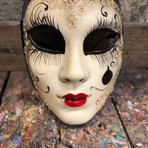 Venetian Colombina mask for carnival parties - Hand-painted face mask - Decoration and ornament mask