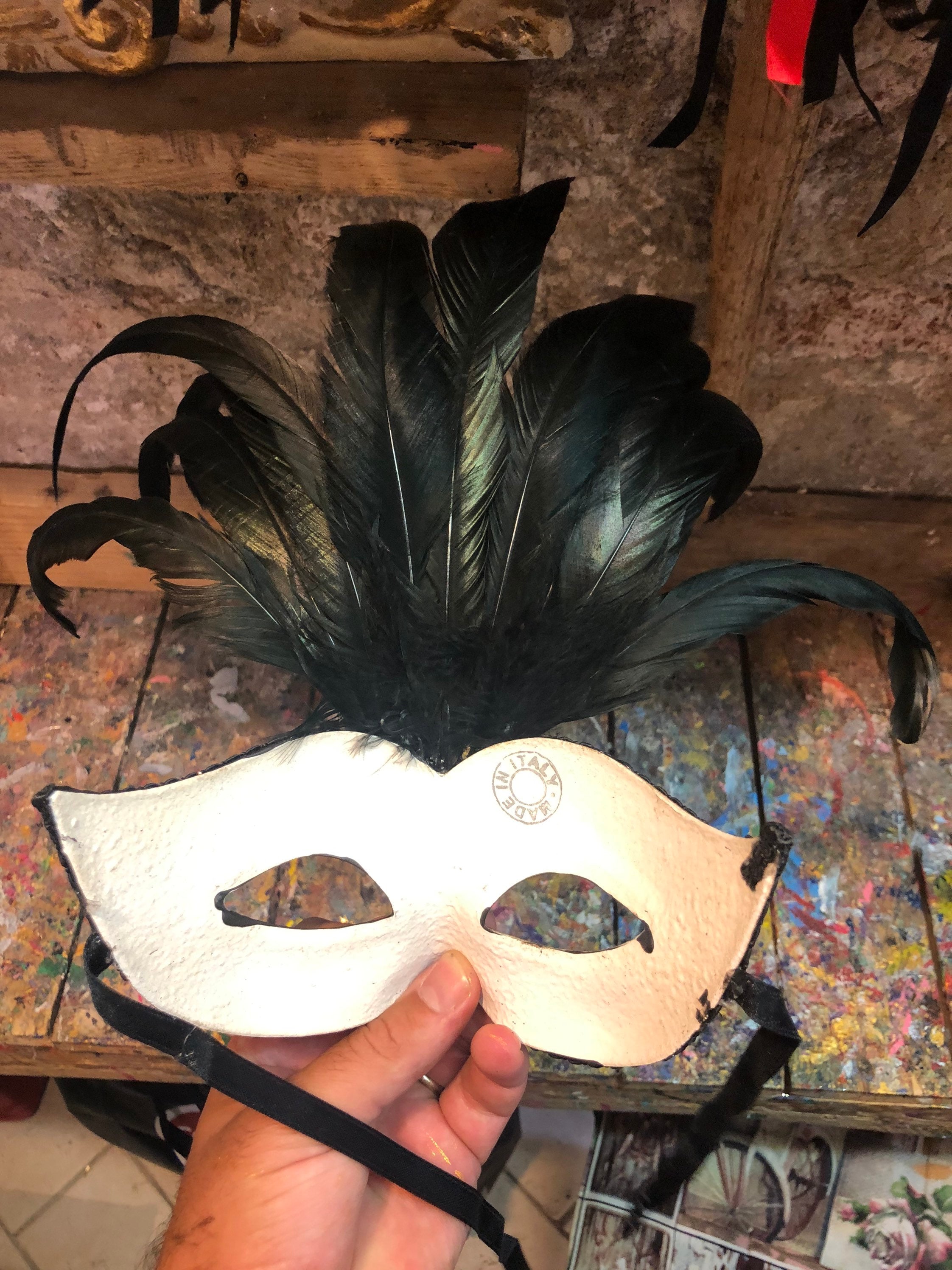 Original Golden Venetian Mask With Feathers - Face Mask Created and ...