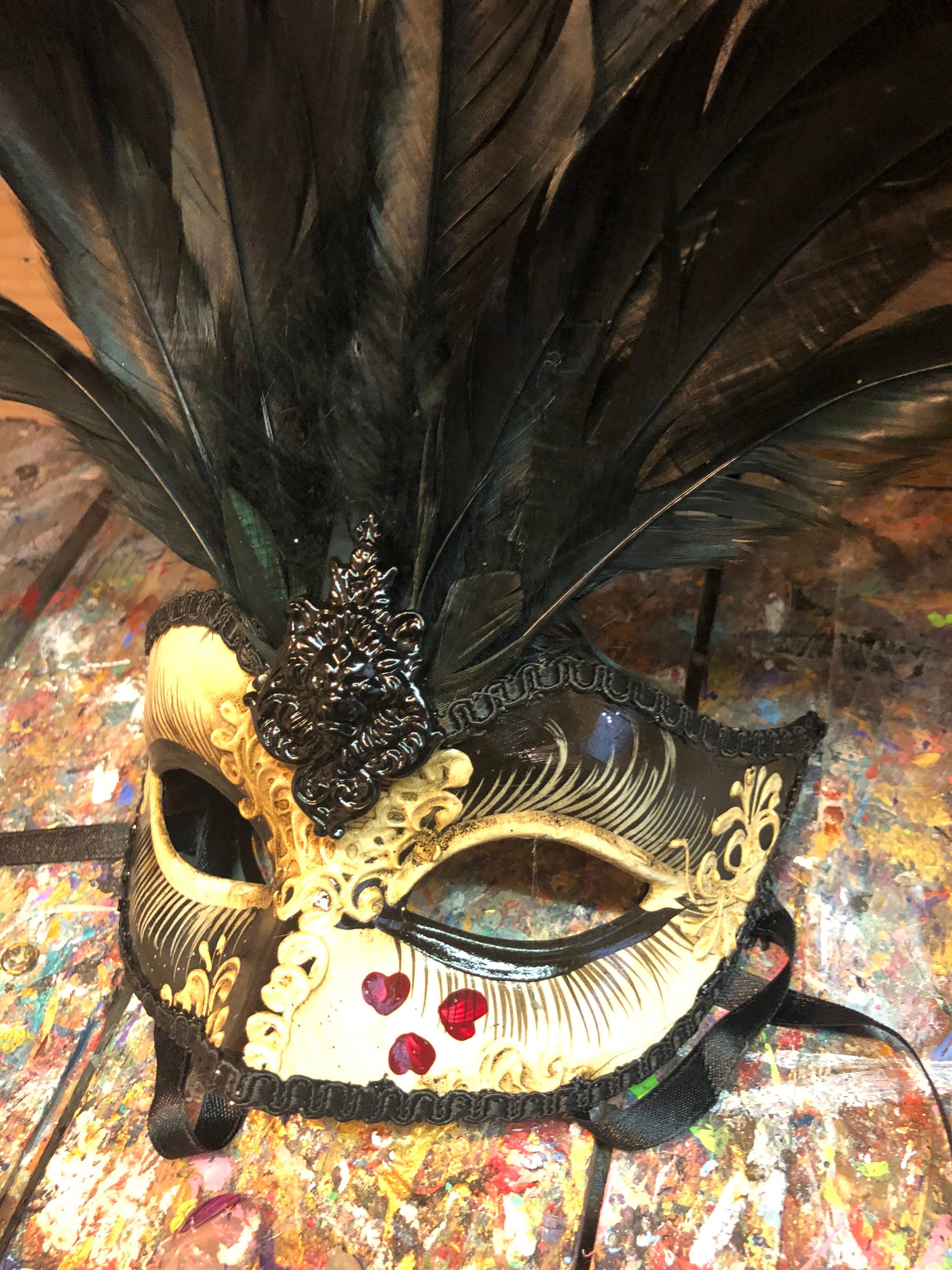 Original Golden Venetian Mask With Feathers - Face Mask Created and ...