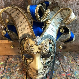 Venetian Jester Mask - Hand Made and Decorated Carnival Joker Mask - Joker Carnival Mask