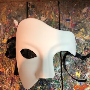 Phantom of the Opera Mask - Handmade Venetian Carnival Mask - White Mask to Paint
