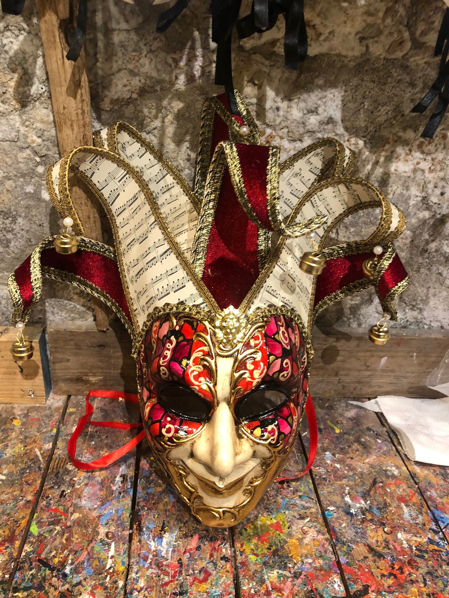 Red and Gold Jolly Mask Jester Mask Made and Etsy